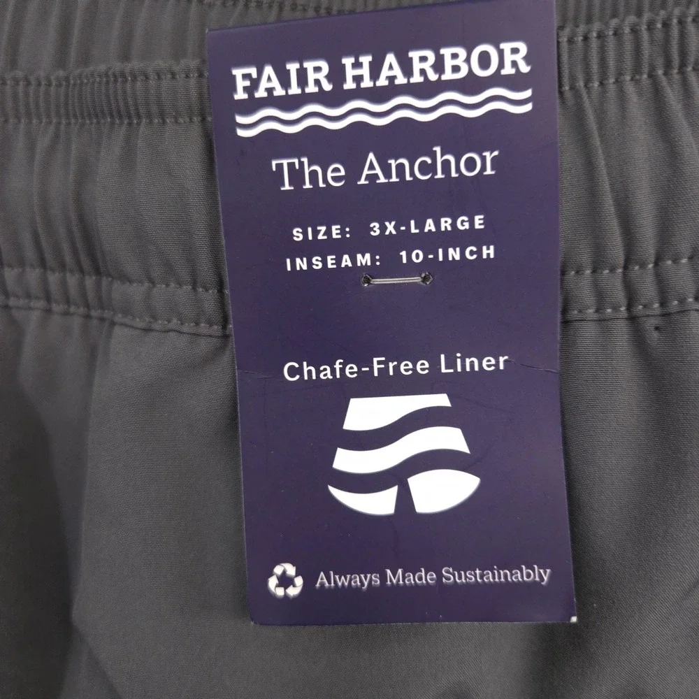 Fair Harbor The Anchor Swim Trunks Mens 3XL Gray Chafe Free Liner 10